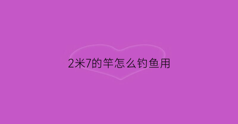 2米7的竿怎么钓鱼用(2米7的竿怎么钓鱼用几号线)