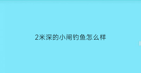 2米深的小闸钓鱼怎么样