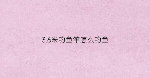 “36米钓鱼竿怎么钓鱼(36米钓鱼竿怎么钓鱼视频)