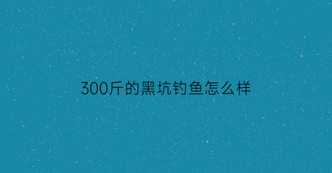 300斤的黑坑钓鱼怎么样