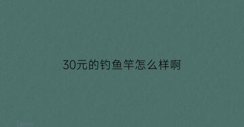 30元的钓鱼竿怎么样啊