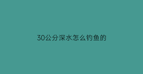 30公分深水怎么钓鱼的