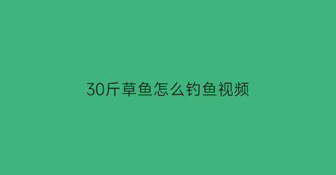 “30斤草鱼怎么钓鱼视频(30斤草鱼怎么钓鱼视频教学)