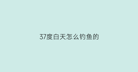 37度白天怎么钓鱼的(白天30度晚上17度好钓鱼吗)