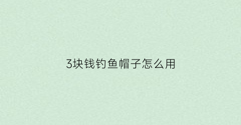 3块钱钓鱼帽子怎么用(钓鱼帽子哪个品牌好)
