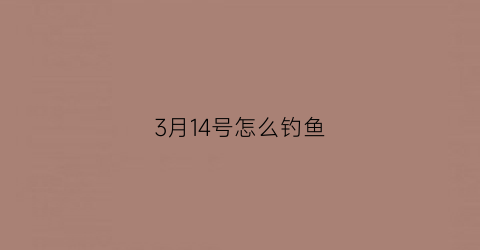 3月14号怎么钓鱼