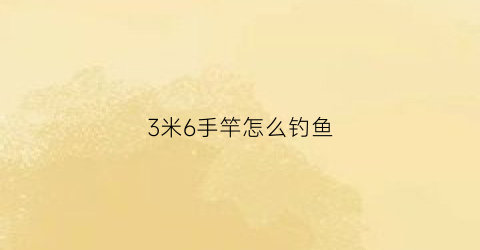 3米6手竿怎么钓鱼(钓鱼3米6手竿多少钱)