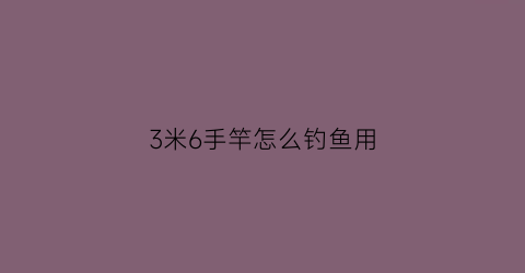 3米6手竿怎么钓鱼用(3米6的手竿)