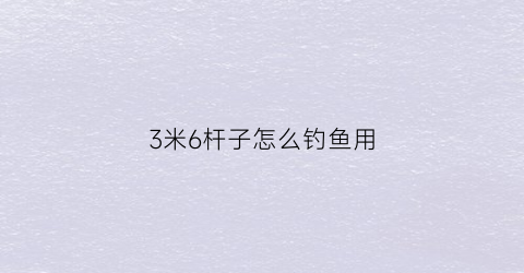 “3米6杆子怎么钓鱼用(3米6的竿能野钓吗)