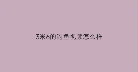 “3米6的钓鱼视频怎么样(3米6杆子适合钓大鱼吗)