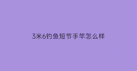 3米6钓鱼短节手竿怎么样