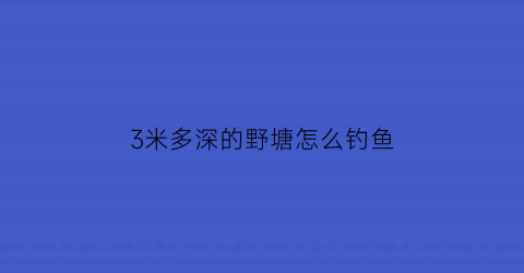 3米多深的野塘怎么钓鱼