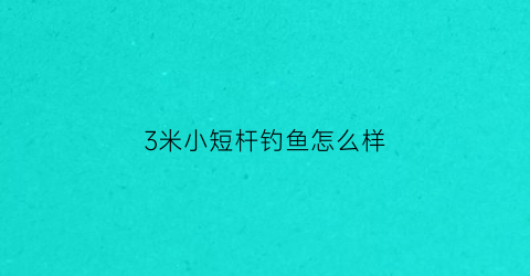 “3米小短杆钓鱼怎么样(3点6米的超短鱼竿买多少钱)