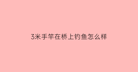 3米手竿在桥上钓鱼怎么样