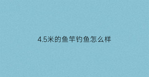 “45米的鱼竿钓鱼怎么样(45米的鱼竿实用吗)