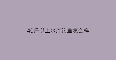 40斤以上水库钓鱼怎么样(40斤以上水库钓鱼怎么样钓)