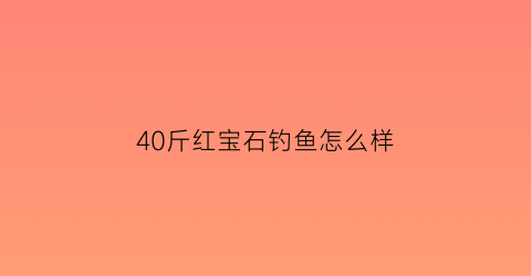 40斤红宝石钓鱼怎么样(红宝石钓鱼)