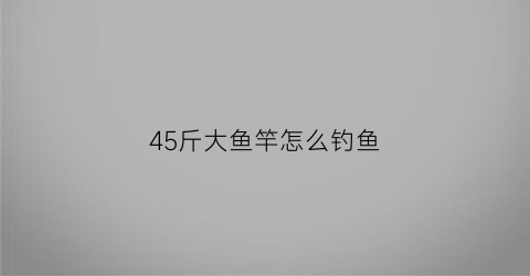 “45斤大鱼竿怎么钓鱼(45斤大鱼竿怎么钓鱼好)