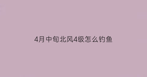 4月中旬北风4级怎么钓鱼(初冬北风4级可钓鱼吗)