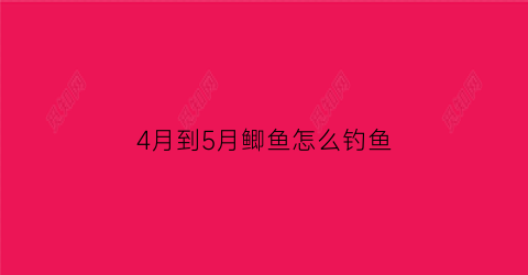 4月到5月鲫鱼怎么钓鱼