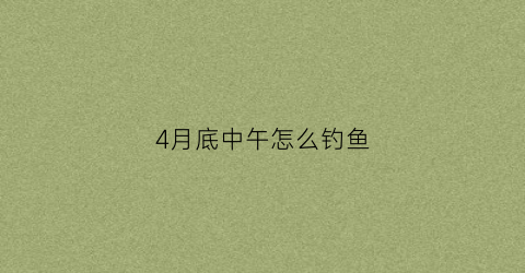 4月底中午怎么钓鱼(4月底中午怎么钓鱼最好)