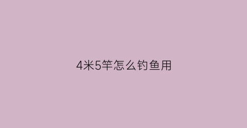 “4米5竿怎么钓鱼用(4米5竿怎么钓鱼用几号钩)