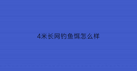 “4米长网钓鱼饵怎么样(4米高网撒开多大)