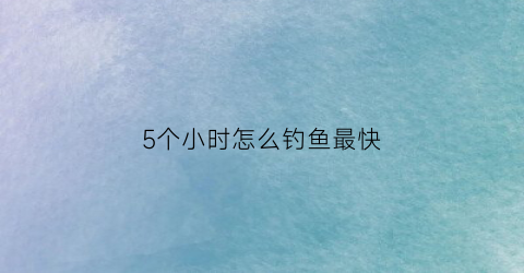 5个小时怎么钓鱼最快