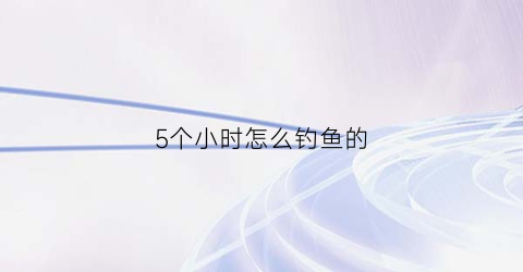 5个小时怎么钓鱼的(钓两个小时鱼都不动还有鱼吗)