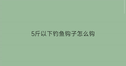 5斤以下钓鱼钩子怎么钩(野钓5斤左右用几号钩)