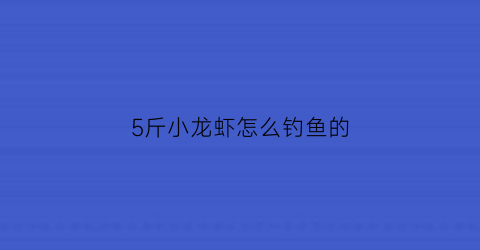 “5斤小龙虾怎么钓鱼的(五斤小龙虾多少)