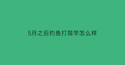 5月之后钓鱼打筏竿怎么样