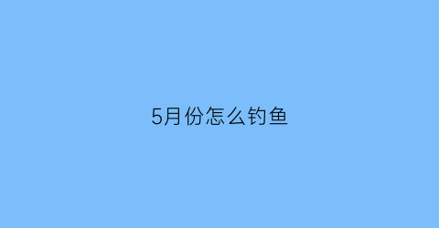 “5月份怎么钓鱼(5月份怎么钓鱼没口了)