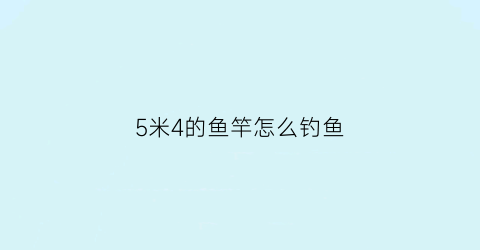 5米4的鱼竿怎么钓鱼(5米4鱼竿能钓多大鱼)
