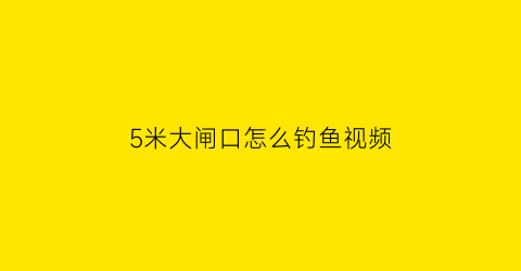 5米大闸口怎么钓鱼视频(大河闸口钓鱼技巧)