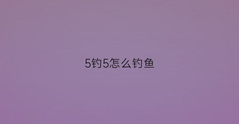 5钓5怎么钓鱼