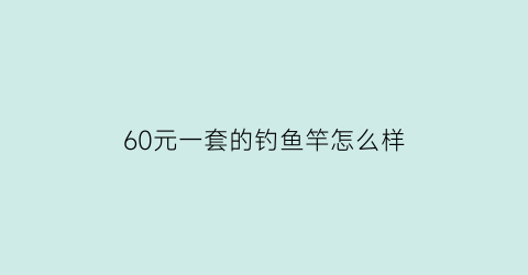 “60元一套的钓鱼竿怎么样(真正60t的鱼竿)