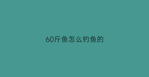 60斤鱼怎么钓鱼的