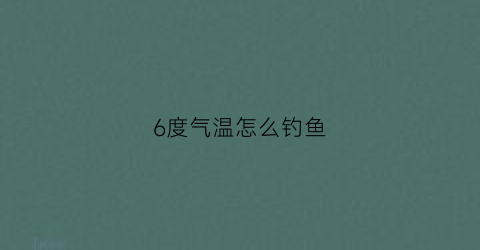 6度气温怎么钓鱼(6度能钓鱼吗)