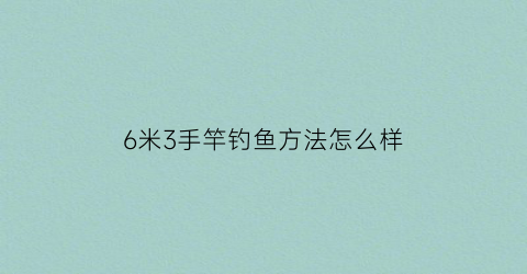 6米3手竿钓鱼方法怎么样