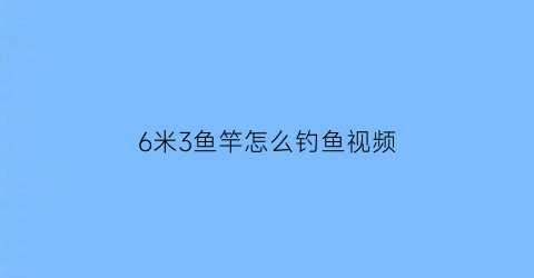 6米3鱼竿怎么钓鱼视频(6米3鱼竿怎么钓鱼视频教程)