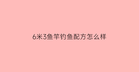 6米3鱼竿钓鱼配方怎么样