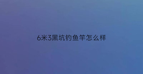 6米3黑坑钓鱼竿怎么样(36米6h鱼竿适合黑坑吗)