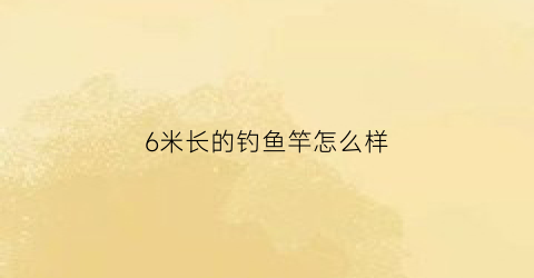 6米长的钓鱼竿怎么样(6米3的鱼竿有多重)