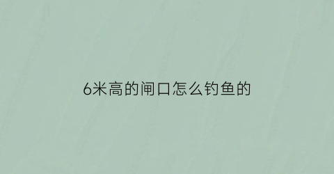 6米高的闸口怎么钓鱼的