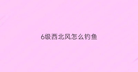 6级西北风怎么钓鱼(西北风六级什么概念)