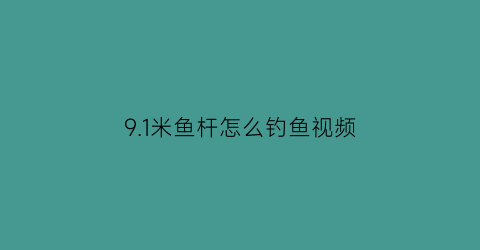 91米鱼杆怎么钓鱼视频(9米鱼竿钓鱼)