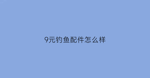 “9元钓鱼配件怎么样(九元鱼饵怎么样)