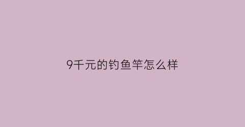 “9千元的钓鱼竿怎么样(几千块的鱼竿)