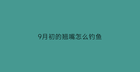 9月初的翘嘴怎么钓鱼